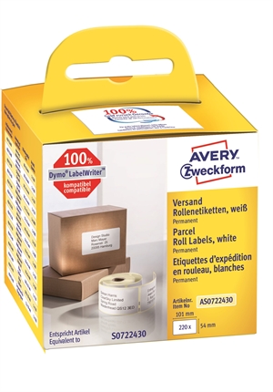 Etiqueta de envio Avery em rolo 101 x 54 mm, 220 unidades.